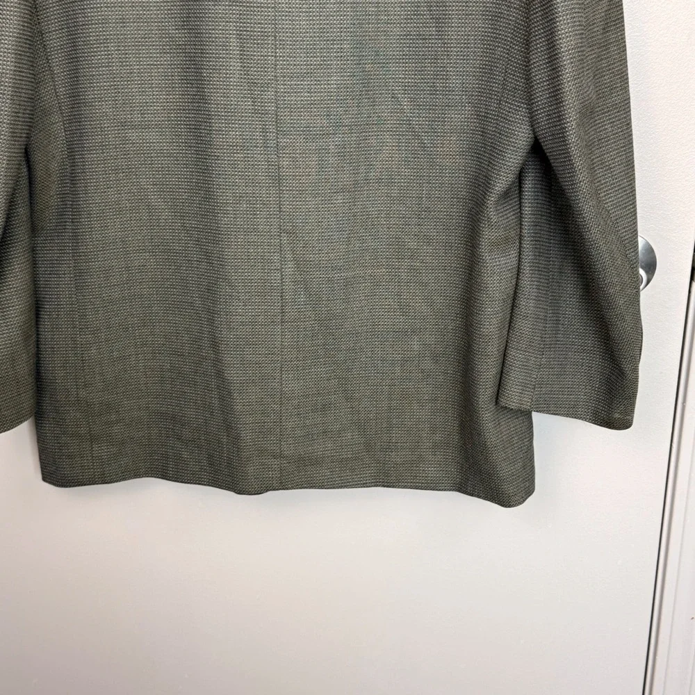Oscar De La Renta Blazer Mens Olive Brown Micro Pattern 3 Button Sport Coat 46R‎